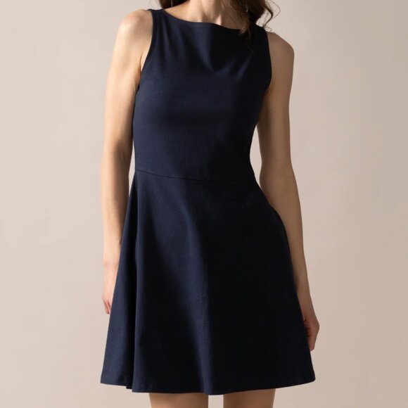 From Rachel - Sleeveless Fit And Flare Knit OTK Dress - Midnight Blue - XS - Picture 1 of 4